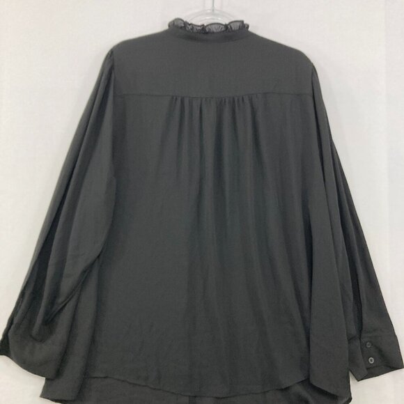 New Torrid 3X Madison Georgette Ruffle Mock Neck Button Up Shirt Preppy Office - Picture 11 of 12